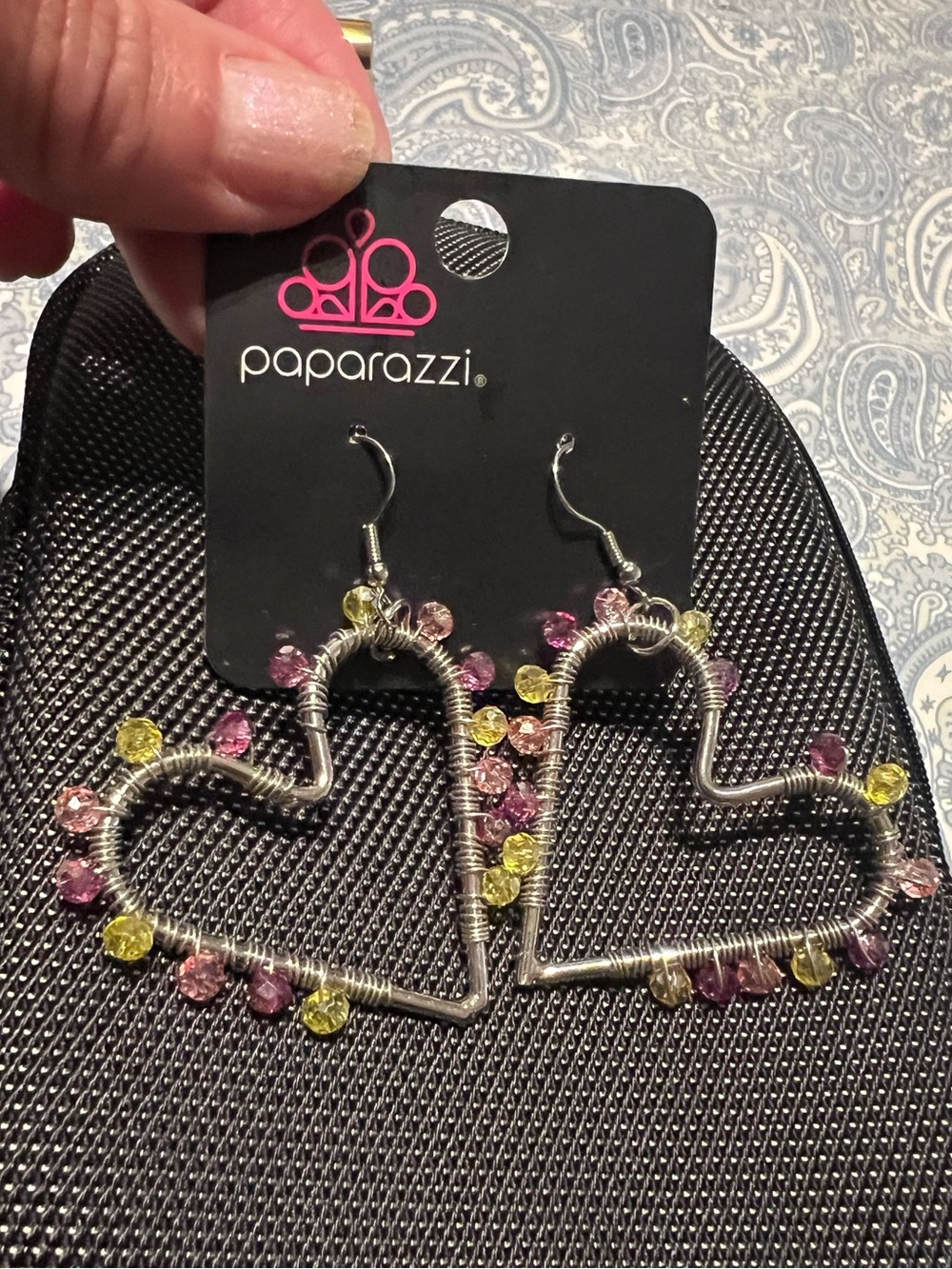 Paparazzi Silver Tone Multicolor Crystal Beaded Earrings, new on card.